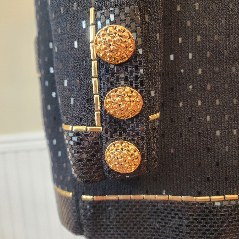 St. John By Marie Gray Evening Elegant Black and Gold Women's Jacket